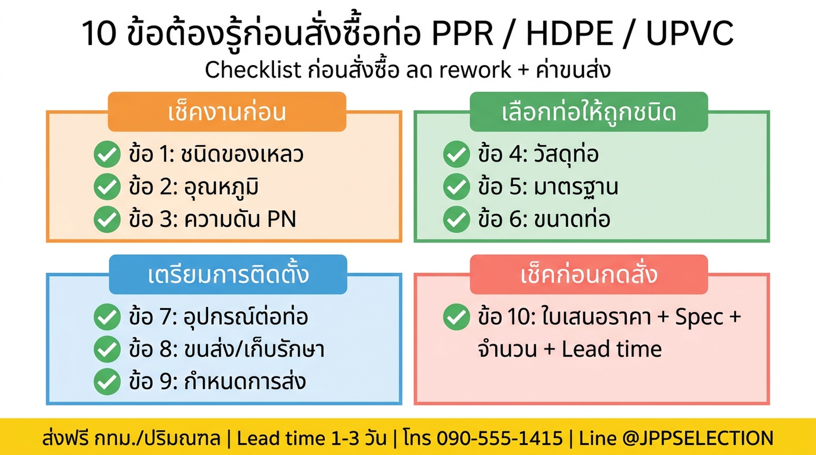 10 ข้อต้องรู้ก่อนสั่งซื้อท่อ PPR / HDPE vs UPVC - Checklist